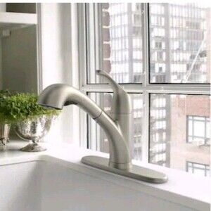 Project Source Ever Filled SS Single Handle Deck Mount Pull Out Kitchen...